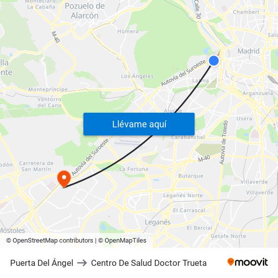 Puerta Del Ángel to Centro De Salud Doctor Trueta map