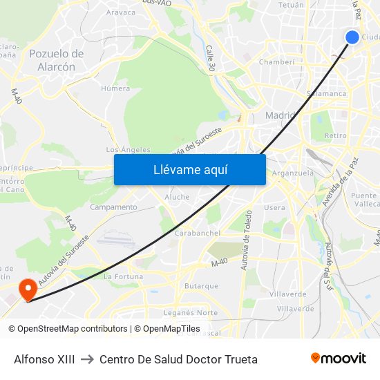 Alfonso XIII to Centro De Salud Doctor Trueta map