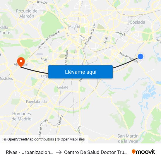 Rivas - Urbanizaciones to Centro De Salud Doctor Trueta map