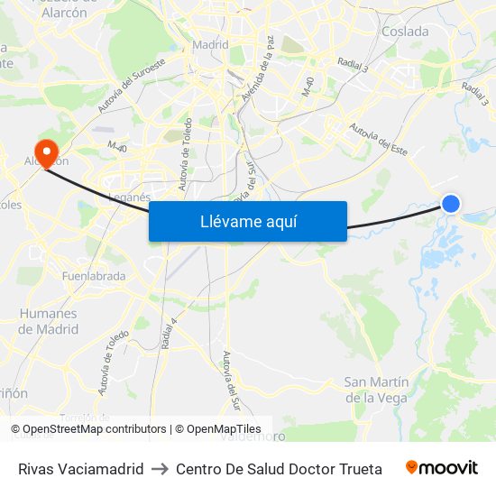 Rivas Vaciamadrid to Centro De Salud Doctor Trueta map