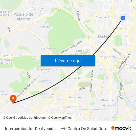 Intercambiador De Avenida De América to Centro De Salud Doctor Trueta map