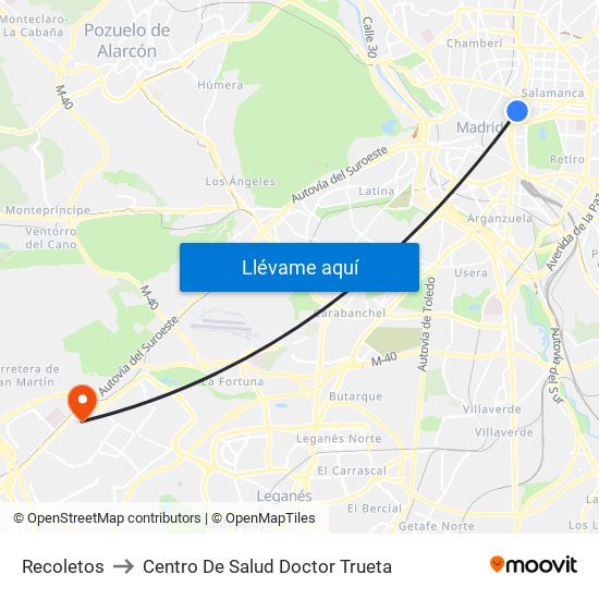 Recoletos to Centro De Salud Doctor Trueta map