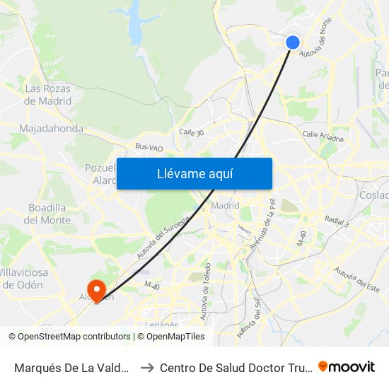 Marqués De La Valdavia to Centro De Salud Doctor Trueta map