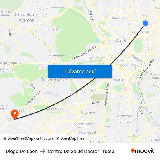 Diego De León to Centro De Salud Doctor Trueta map