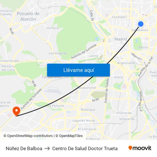 Núñez De Balboa to Centro De Salud Doctor Trueta map