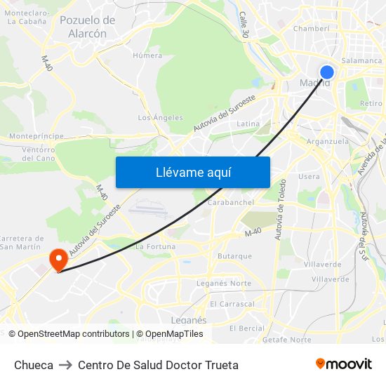 Chueca to Centro De Salud Doctor Trueta map