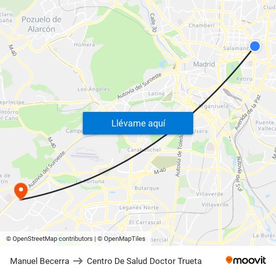 Manuel Becerra to Centro De Salud Doctor Trueta map