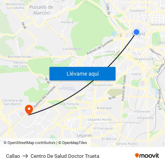 Callao to Centro De Salud Doctor Trueta map