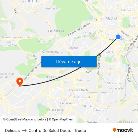Delicias to Centro De Salud Doctor Trueta map