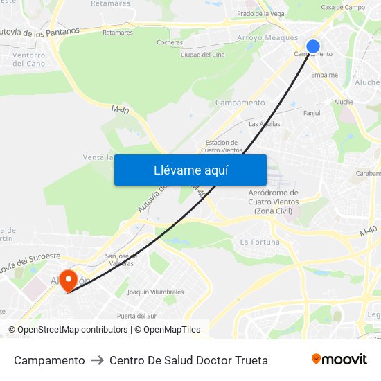 Campamento to Centro De Salud Doctor Trueta map