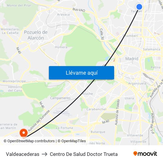 Valdeacederas to Centro De Salud Doctor Trueta map