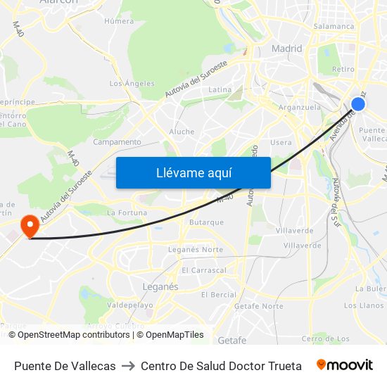 Puente De Vallecas to Centro De Salud Doctor Trueta map