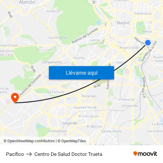 Pacífico to Centro De Salud Doctor Trueta map