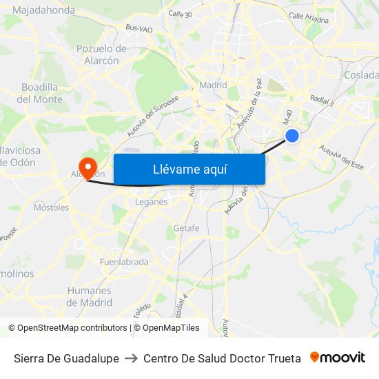 Sierra De Guadalupe to Centro De Salud Doctor Trueta map