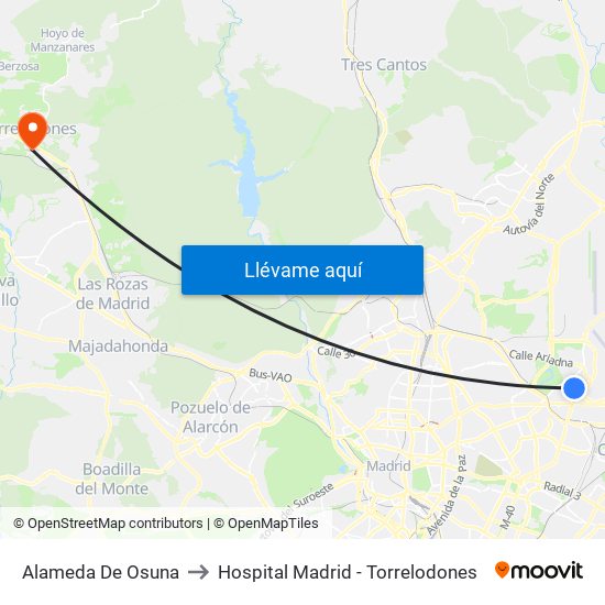 Alameda De Osuna to Hospital Madrid - Torrelodones map