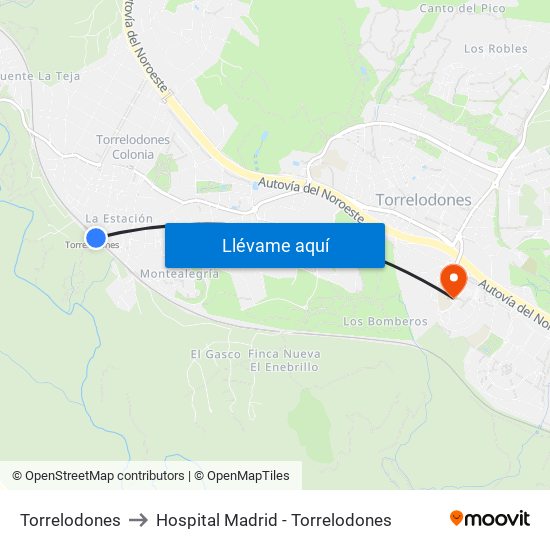 Torrelodones to Hospital Madrid - Torrelodones map