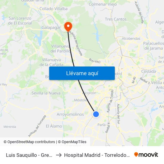 Luis Sauquillo - Grecia to Hospital Madrid - Torrelodones map