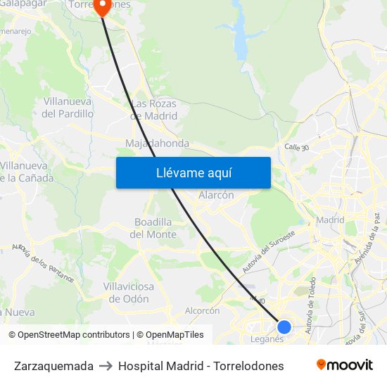 Zarzaquemada to Hospital Madrid - Torrelodones map