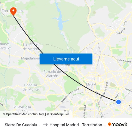 Sierra De Guadalupe to Hospital Madrid - Torrelodones map