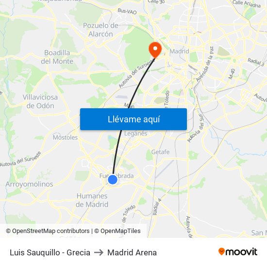 Luis Sauquillo - Grecia to Madrid Arena map