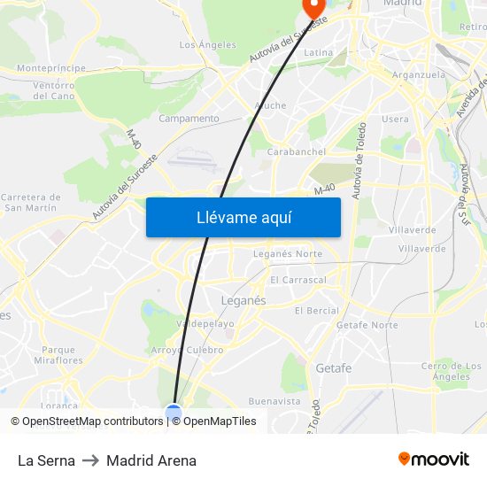 La Serna to Madrid Arena map
