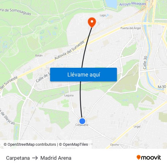 Carpetana to Madrid Arena map