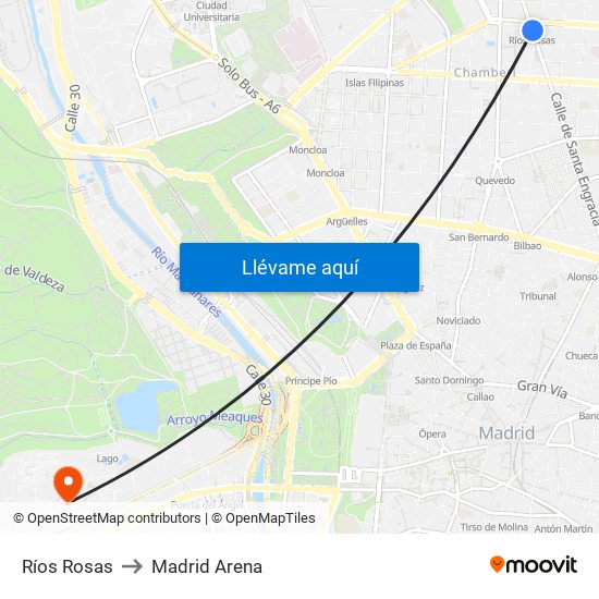 Ríos Rosas to Madrid Arena map