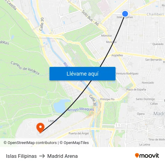 Islas Filipinas to Madrid Arena map