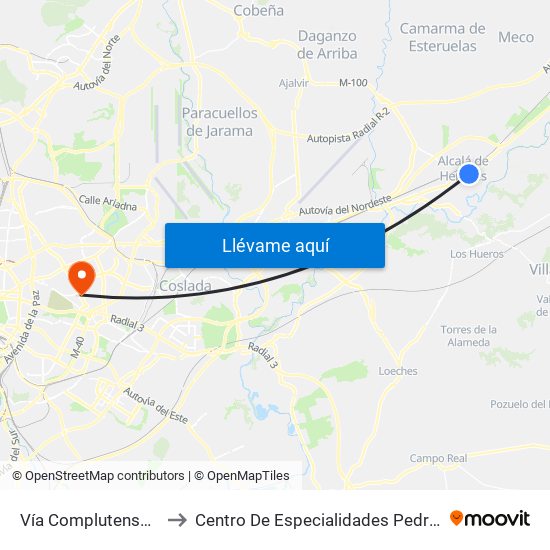 Vía Complutense - Brihuega to Centro De Especialidades Pedro González Bueno map