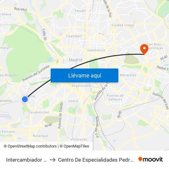 Intercambiador De Aluche to Centro De Especialidades Pedro González Bueno map