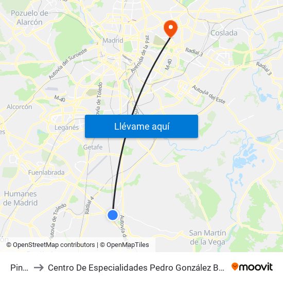 Pinto to Centro De Especialidades Pedro González Bueno map