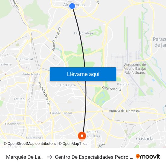Marqués De La Valdavia to Centro De Especialidades Pedro González Bueno map