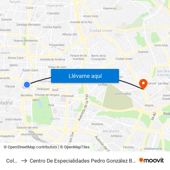 Colón to Centro De Especialidades Pedro González Bueno map