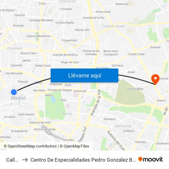 Callao to Centro De Especialidades Pedro González Bueno map