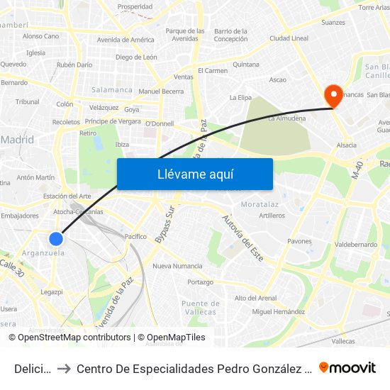 Delicias to Centro De Especialidades Pedro González Bueno map