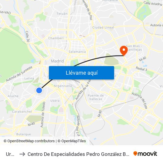 Urgel to Centro De Especialidades Pedro González Bueno map