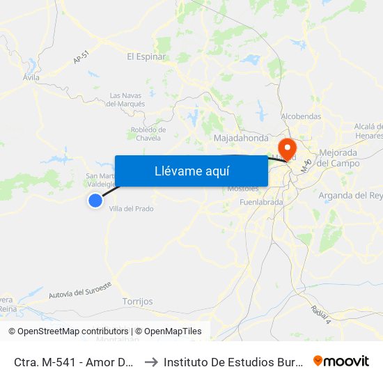 Ctra. M-541 - Amor De Dios to Instituto De Estudios Bursátiles map
