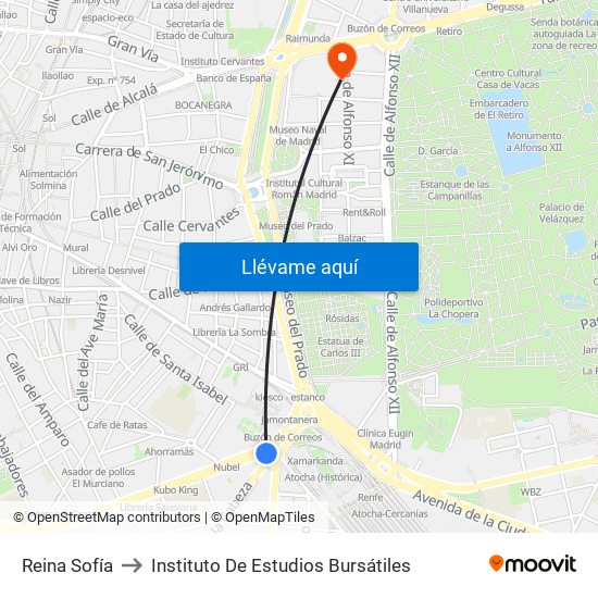 Reina Sofía to Instituto De Estudios Bursátiles map