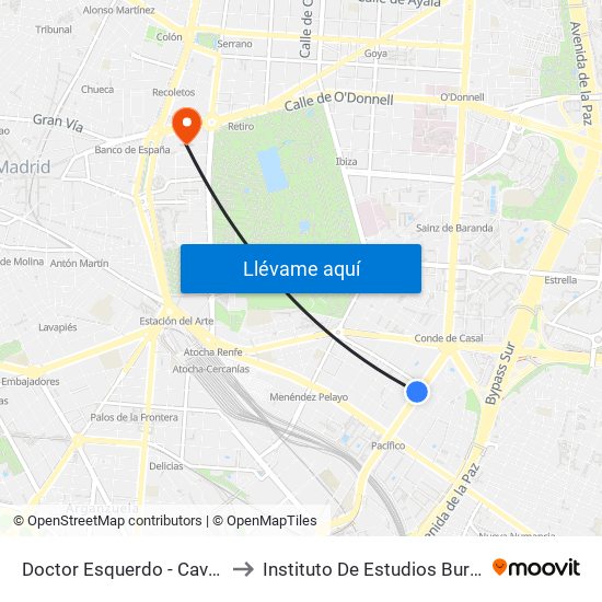 Doctor Esquerdo - Cavanilles to Instituto De Estudios Bursátiles map