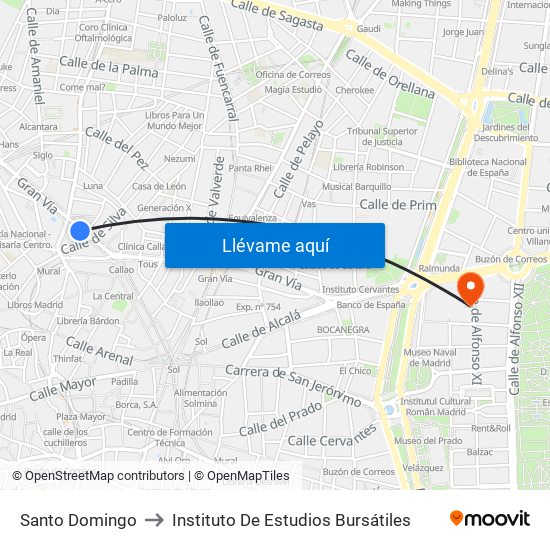 Santo Domingo to Instituto De Estudios Bursátiles map