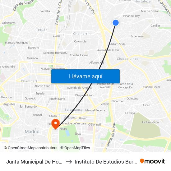 Junta Municipal De Hortaleza to Instituto De Estudios Bursátiles map