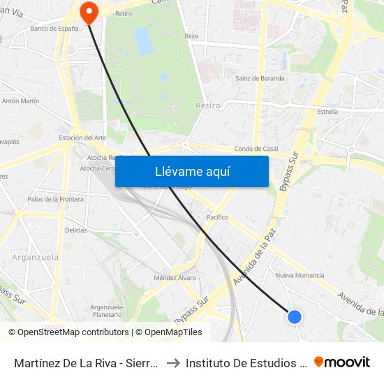 Martínez De La Riva - Sierra Carbonera to Instituto De Estudios Bursátiles map