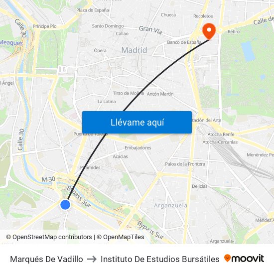 Marqués De Vadillo to Instituto De Estudios Bursátiles map