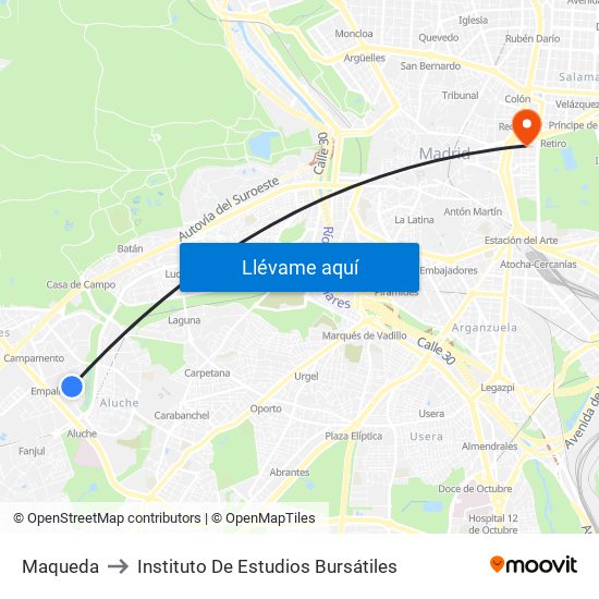 Maqueda to Instituto De Estudios Bursátiles map
