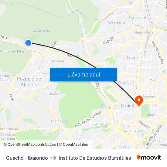 Guecho - Ibaiondo to Instituto De Estudios Bursátiles map