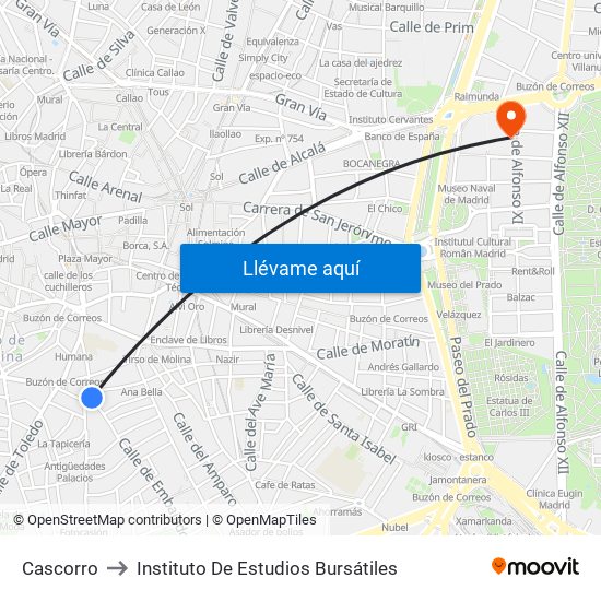 Cascorro to Instituto De Estudios Bursátiles map