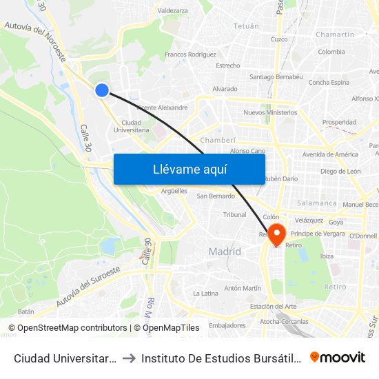 Ciudad Universitaria to Instituto De Estudios Bursátiles map