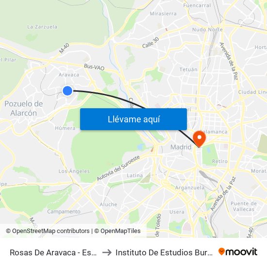 Rosas De Aravaca - Estación to Instituto De Estudios Bursátiles map
