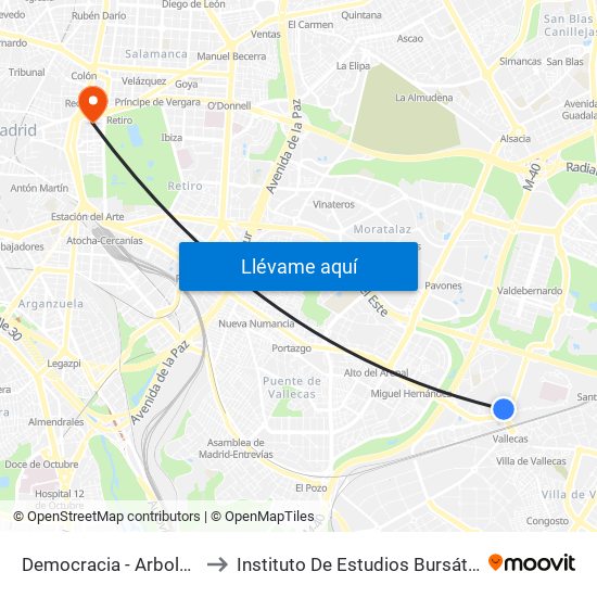 Democracia - Arboleda to Instituto De Estudios Bursátiles map