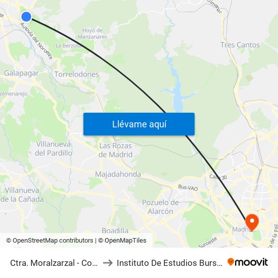 Ctra. Moralzarzal - Colegio to Instituto De Estudios Bursátiles map